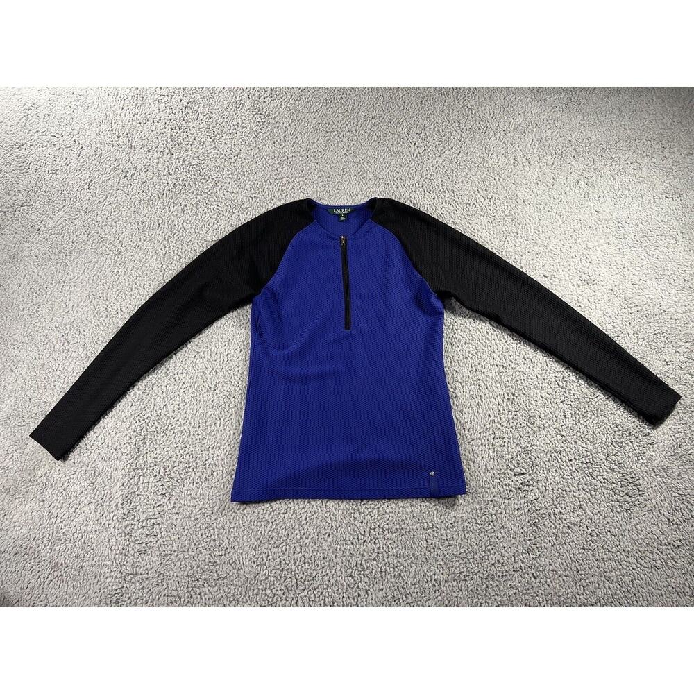 Lauren Ralph Lauren Shirt Women Small 1/2‎ Zip Honeycomb Raglan Colorblock